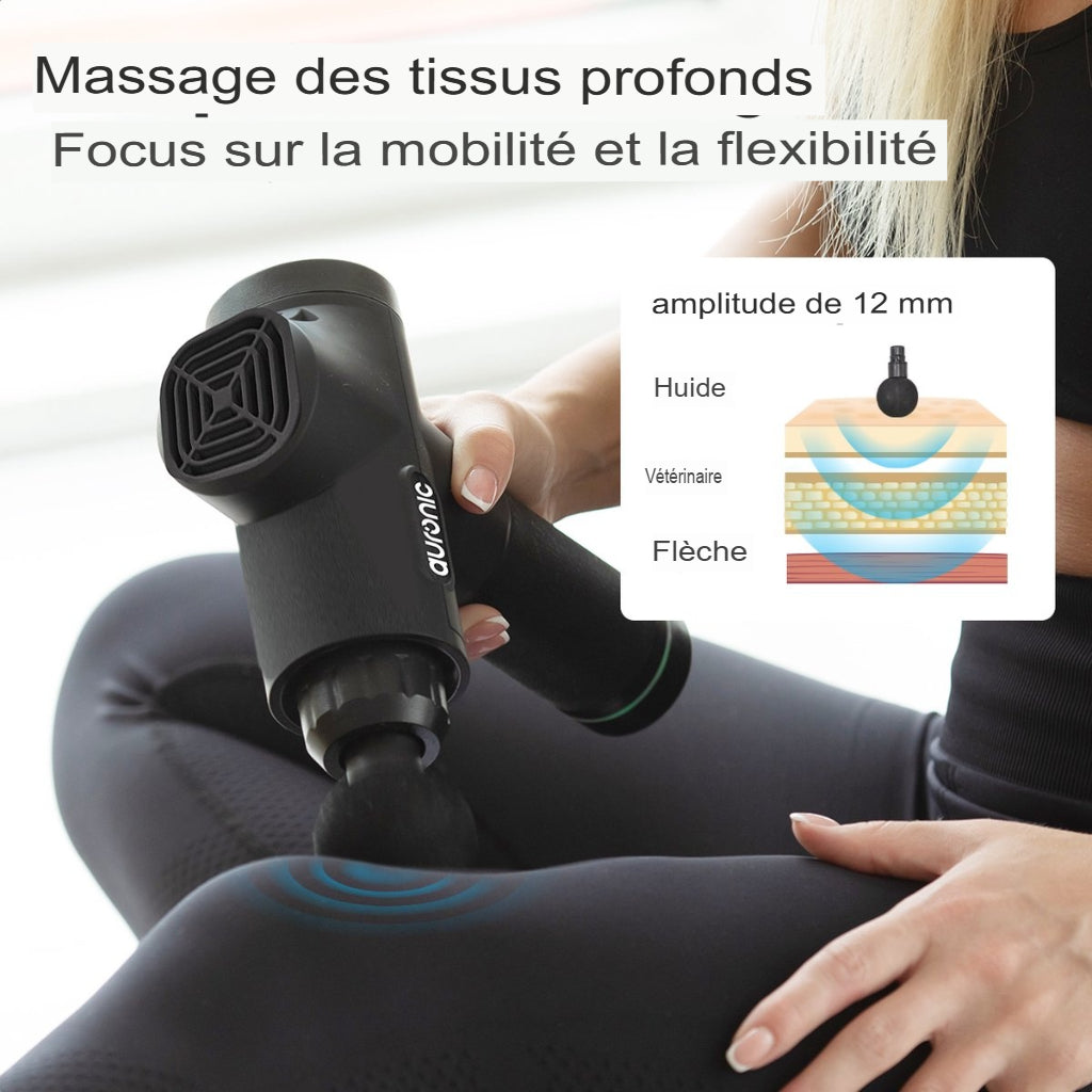 Masseur - LifeGoods - Pistolet de massage musculaire - 6 accessoires - Noir