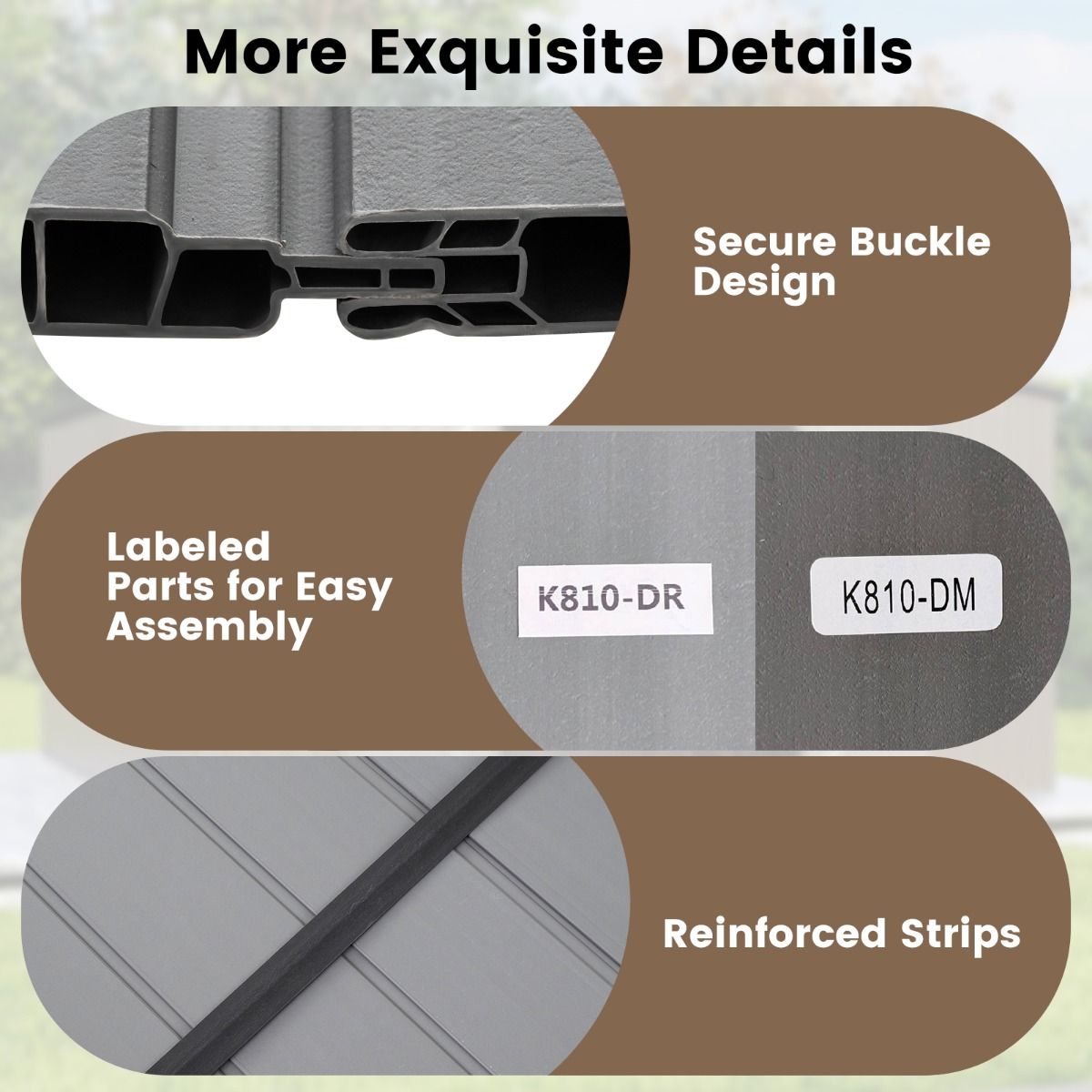 Coast Floorboard Tool Shed - 343 x 215 cm - Gris - Tapis de sol antidérapant pour jardin et terrasse