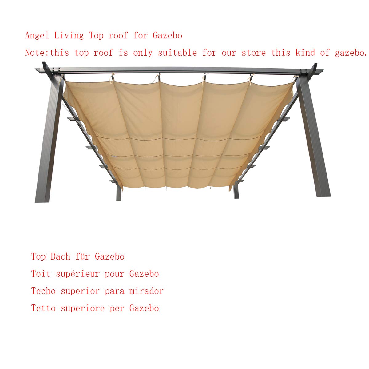 Toile de remplacement Angel Living - pergola et gazebo - polyester - 3 x 3 m - beige - 258 x 258 cm