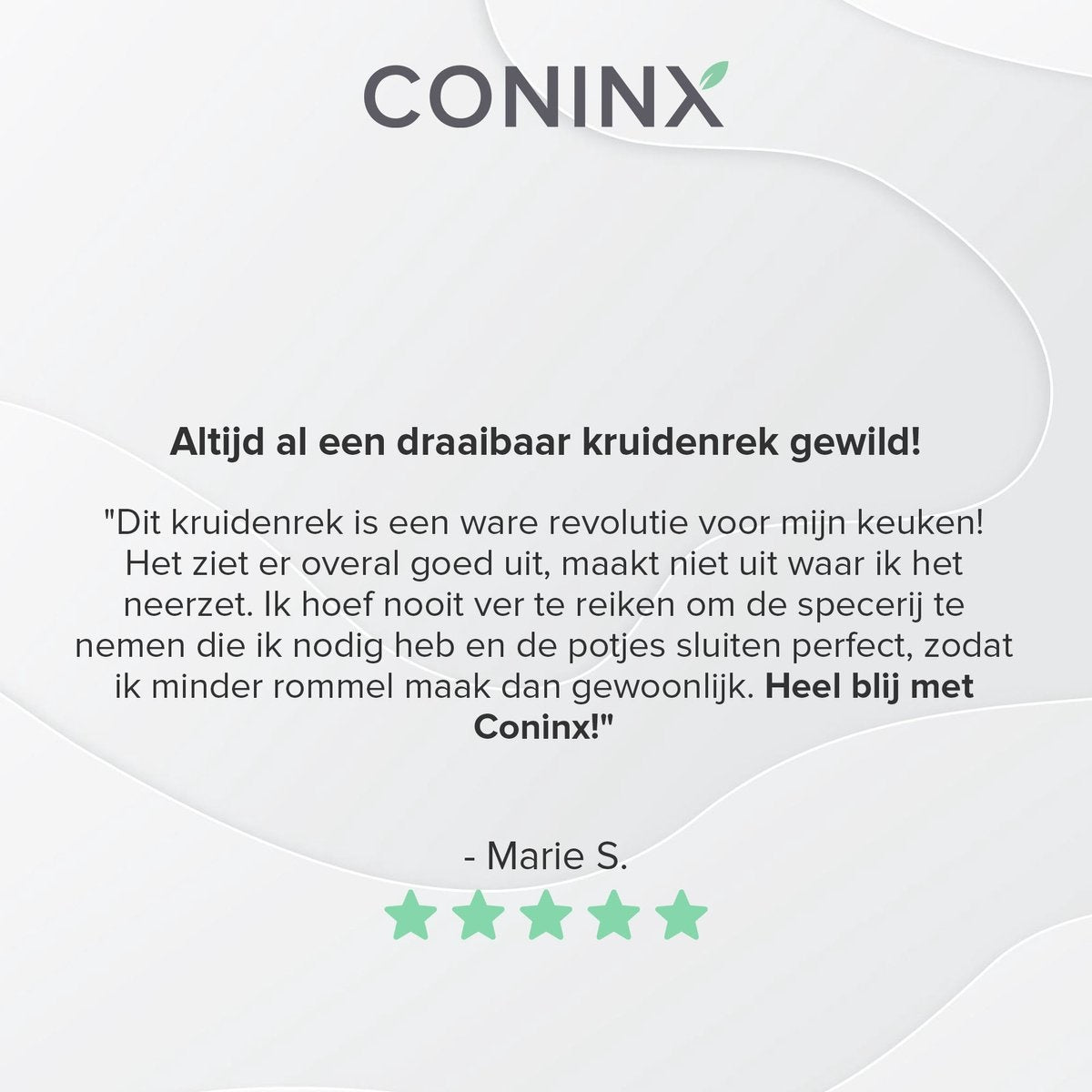 Coninx Kruidenrek Staand met 8 Kruidenpotjes met strooideksel - Draaiend Kruidenrek met Glazen Potjes - Kruidencarrousel Draaibaar - Wit / RVS