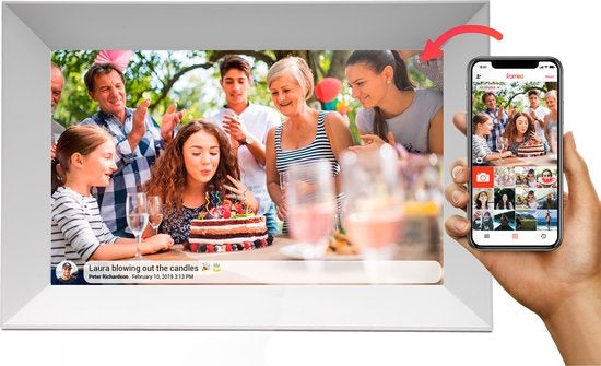 Cadre photo numérique Denver FULL HD 10,1 pouces - Frameo App - Cadre photo - 16GB - IPS Touchscreen - PFF1063 -White