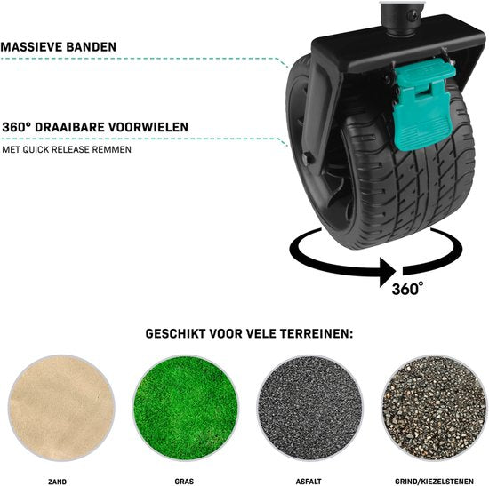 VONROC Bolderkar XL - Pliable - Capacité de charge 80 kg - Capacité 200l - Modèle extra spacieux - Roues solides anti-fuites - Cadre en acier robuste - Polyester 600D - Noir