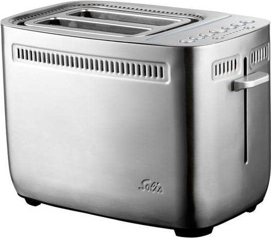 Solis - Grille-pain - Acier inoxydable argenté - Avec Sandwich-Zangen & Bagelfunktion - Puissance 1635 Watt - Grille-pain professionnel à 2 tranches