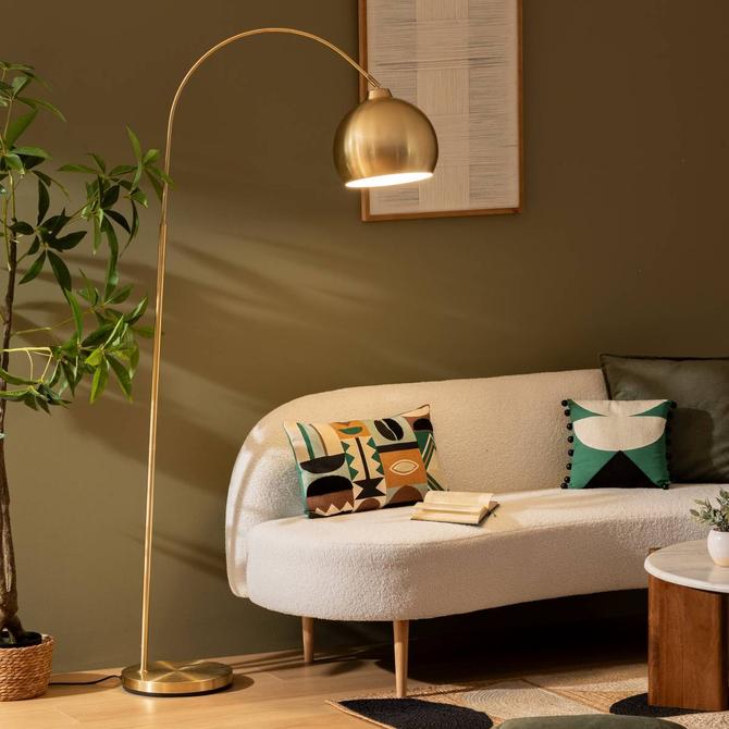 Atmosphera Floris Lampe courbée dorée - Lampadaire H 177 cm