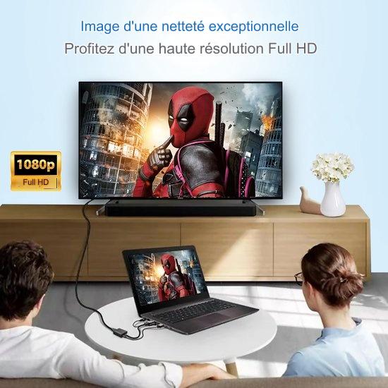 Convertisseur VGA/HDMI - Garpex - Qualité Full HD 1080p - Universel avec Jack 3,5 mm AUX et Câble d'Alimentation USB - Noir