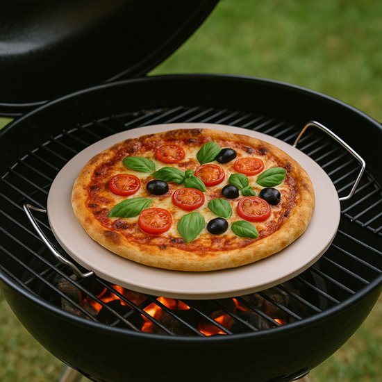 Pierre à pizza Alpina - Pierre à pizza pour barbecue et four - Ø 33 cm - Pierre à cuisson pour une croûte croustillante - Pierre de four résistante à la chaleur