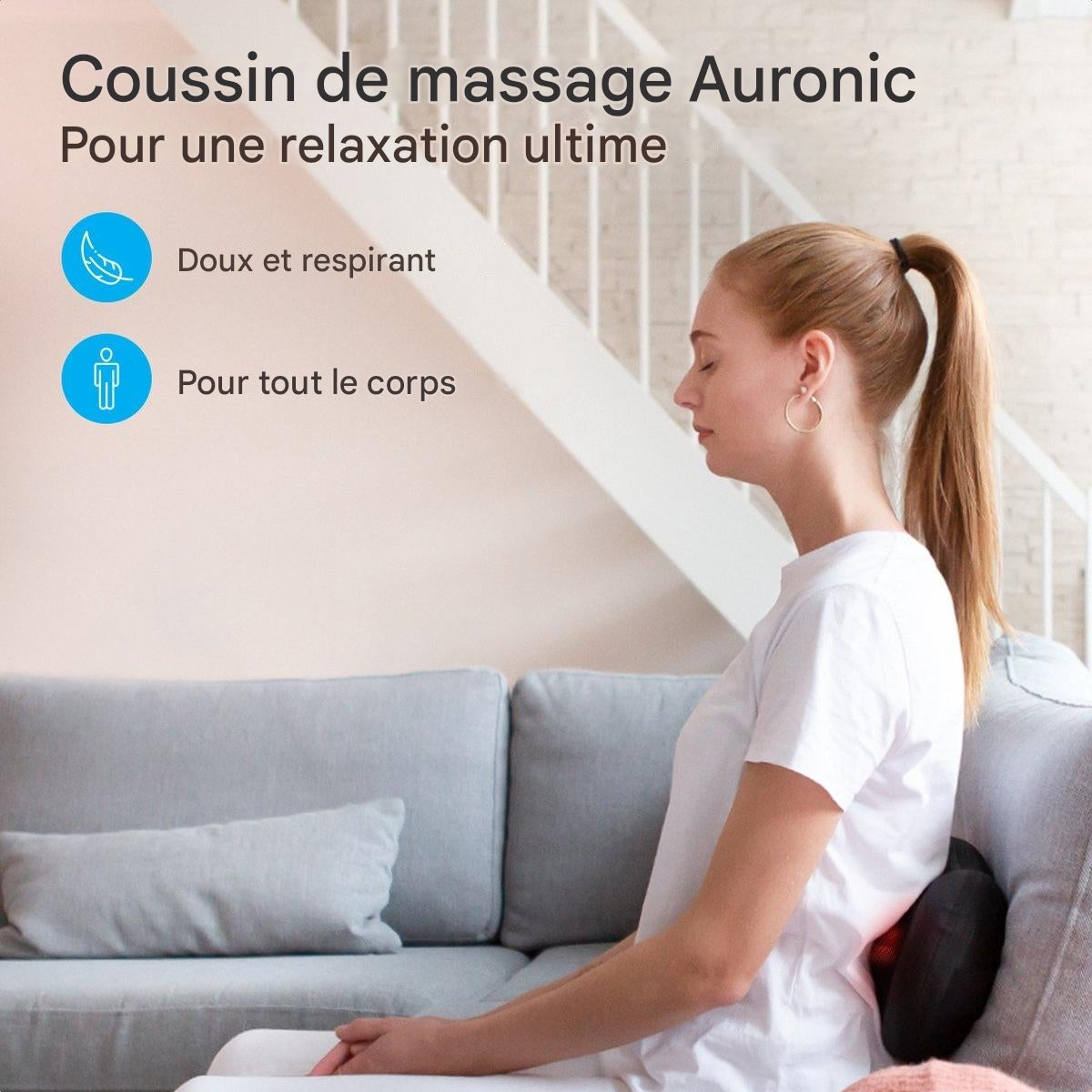 Coussin massage shiatsu Auronic, Chauffant et Électrique, Dos/nuque