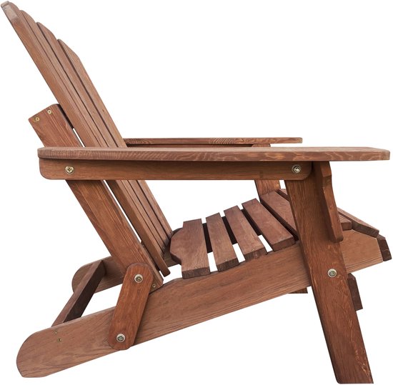 Chaise AXI Rosalie Adirondack Coffee – Chaise longue en bois avec accoudoirs – Pliable – Dossier haut – Chaise de jardin – 75,5 x 86,5 x 85 cm – 100 % bois de pruche certifié FSC