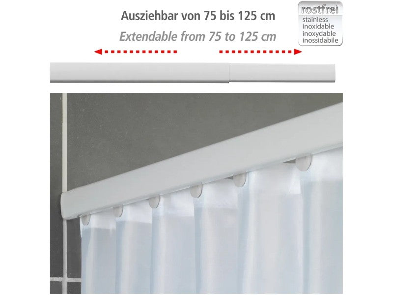 Rail télescopique pour rideau de douche Wenko Era 75-125 cm – Blanc – Sans perçage