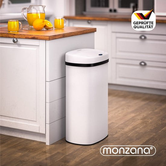 MONZANA Poubelle - Capteur automatique 50L 62x40x29cm - Blanc