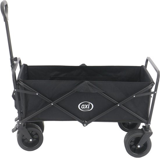 Chariot pliable AXI AB131 – Noir – Avec poignée de traction, freins et housse – Capacité de charge de 100 kg – Facile à transporter – Métal