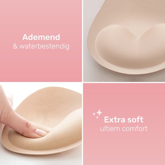 Coussinets de soutien-gorge Soft & Silky - Résistants à l'eau - Push up - Beige