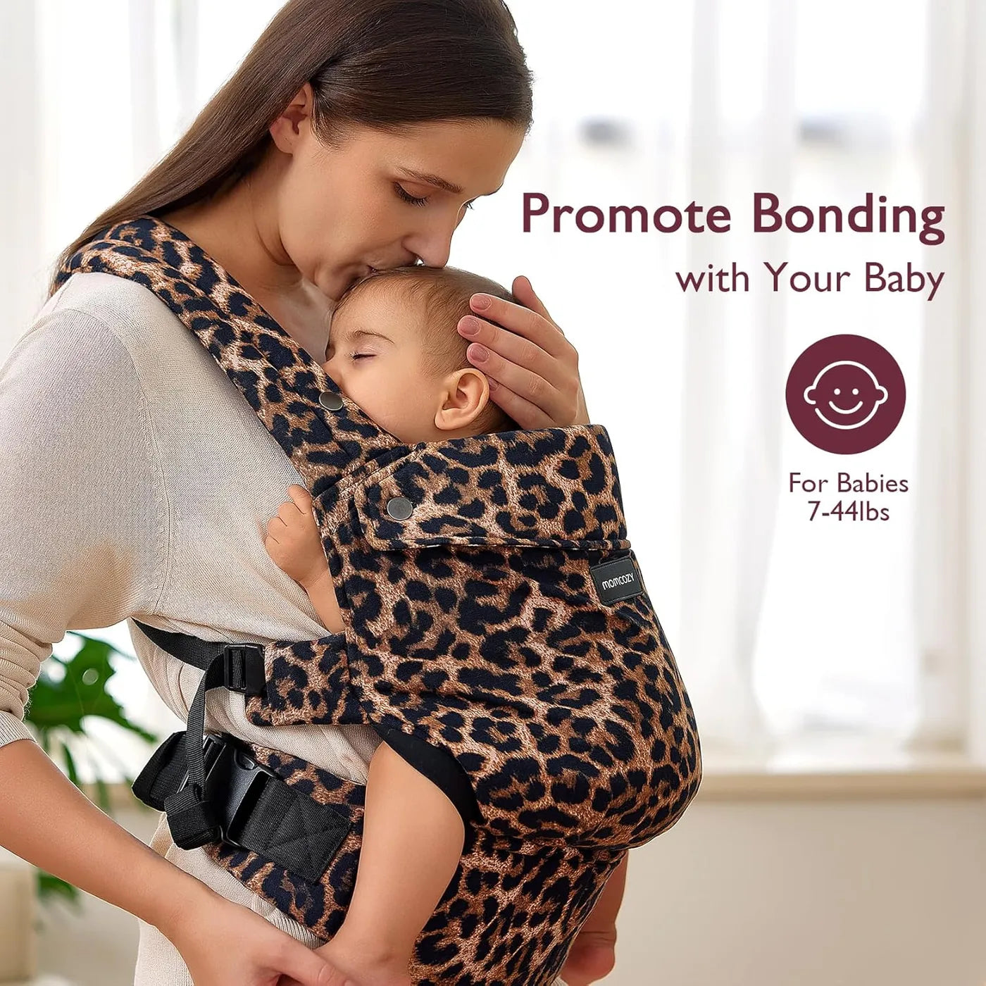 Porte-bébé Momcozy Leopard - 3 en 1 - Ergonomique - 3-20 kg - 100 % coton - Réglable - Lavable