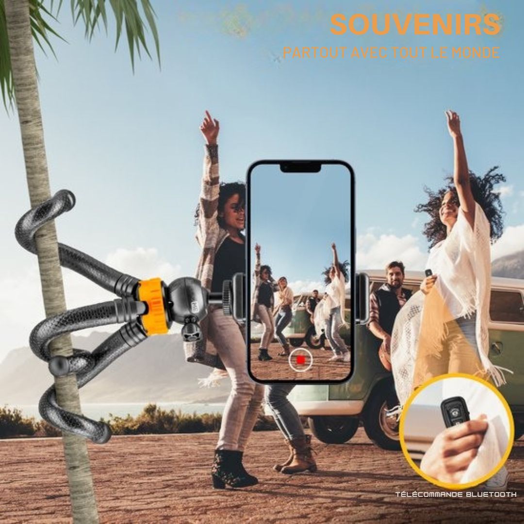 Trépied pour téléphone Studio ME - 25 cm - Flexible - pour appareil photo - Noir - Gorillapod - Support - Télécommande Bluetooth incluse