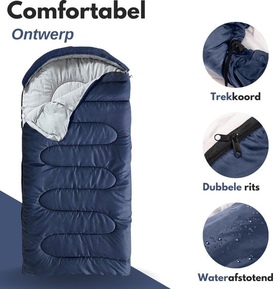Sac de couchage momie Vertrex Tri-Season Adventure - Sacs de couchage adultes - Camping - Bleu