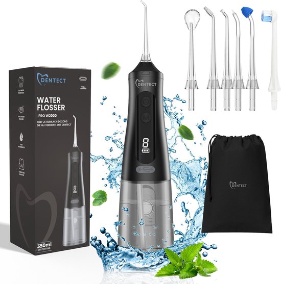 Hydropulseur Dentect - Douche nasale - Douche buccale - Nettoyeur de langue - 9 modes - Éliminateur de plaque dentaire - Embouts supplémentaires - Nettoyage des appareils orthodontiques - Éliminateur de tartre