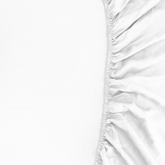 Drap-housse Kayori Emma en satin de coton - 160 x 200-210 cm - Épaisseur du matelas : 35 cm - Élastique sur tout le pourtour - Blanc