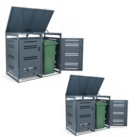 Abri pour conteneurs à déchets Coast pour 4 conteneurs – 2 lots de 2 – Métal galvanisé – Gris