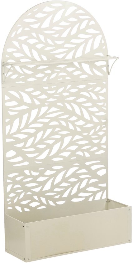 Mica Decorations Sapri Support pour plantes - Jardinière avec treillis pour plantes grimpantes - Support pour plantes autonome ou à fixer au mur - 90 x 33 x 180 cm - Blanc cassé