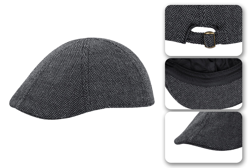 Casquette plate Milanoro en gris - Laine mélangée élégante pour les jours froids - Motif à chevrons intemporel