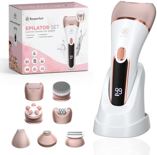 Beeperfect® Épilateur 7 en 1 pour femmes - Rasoir féminin - Tondeuse bikini - Rechargeable - Étanche - 7 accessoires