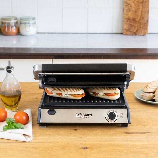 Grill 3 en 1 - Safecourt Kitchen - Grill multifonctions - Plaques amovibles - 2000W - noir