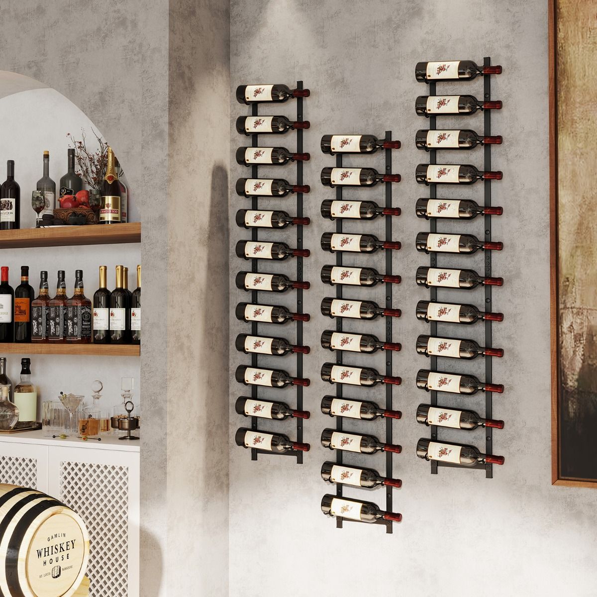 Coast : casier à vin mural pour 12 bouteilles - Porte-bouteilles en métal - 22 x 13,5 x 145 cm - Noir