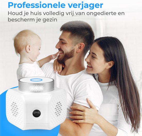 Nuvance - Répulsif à souris - Répulsif à ultrasons - Répulsif à rats - 360 degrés et 4 modes - Répulsif à ultrasons - Contrôle des souris - Blanc