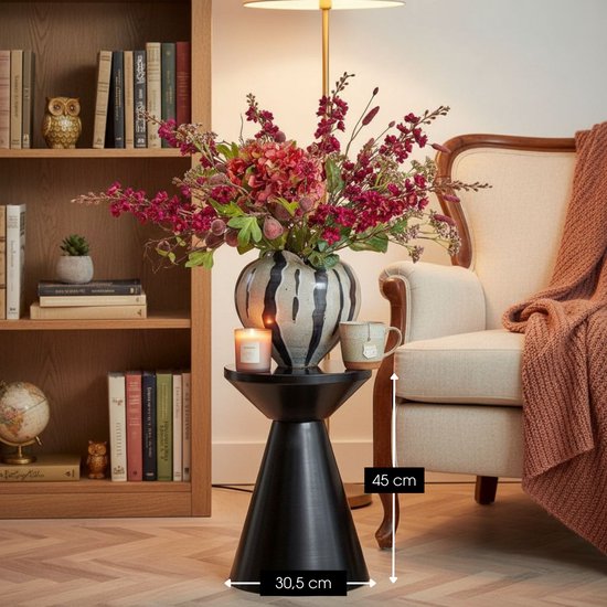 Mica Decorations Jim Table d'appoint - Table d'appoint ronde H45 x Ø31 cm - Petite table en fer pour le salon ou la chambre - Table d'appoint pour plantes - Table de chevet de style industriel - Noir