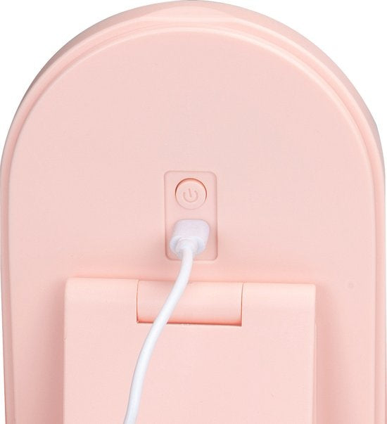 Touch Of Beauty Make Up Organiser avec miroir LED - Travel Beautycase - 24.1 x 10.4 x 11.7CM - Lumière LED ajustable - Câble de chargement USB inclus - Plastique - Rose
