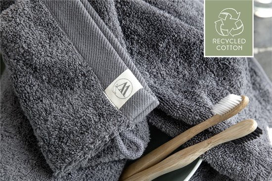 Walra Washand Remade Cotton - 2 x 16 x 21 - 100 % coton, dont 70 % recyclé - Gris / Anthracite