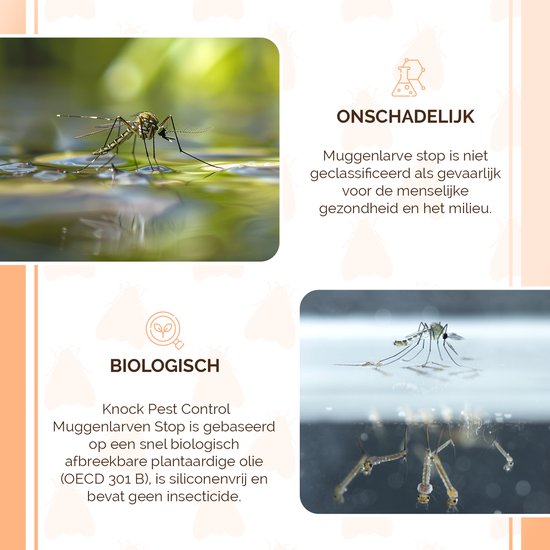 Knock Pest Control Mosquito Larvae Stop 50 ml - Moyen de lutte contre les larves de moustiques - Convient pour le traitement des eaux stagnantes - étang et aquarium - Action efficace jusqu'à 4 semaines
