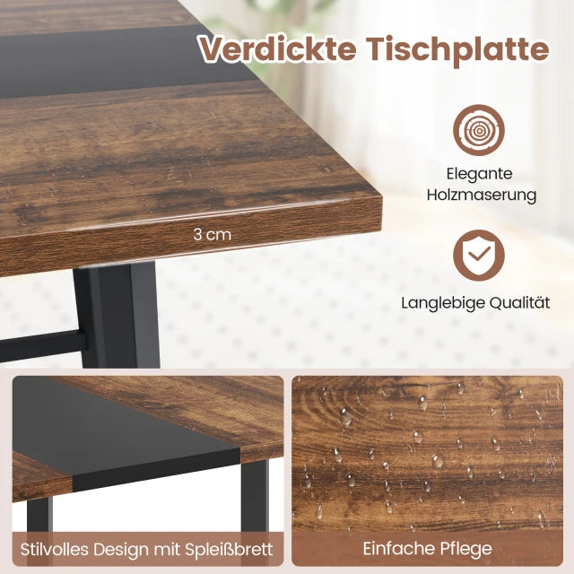 Table de réunion Coast, marron rustique/noir – Table de conférence carrée avec structure métallique – 100 x 100 x 75 cm
