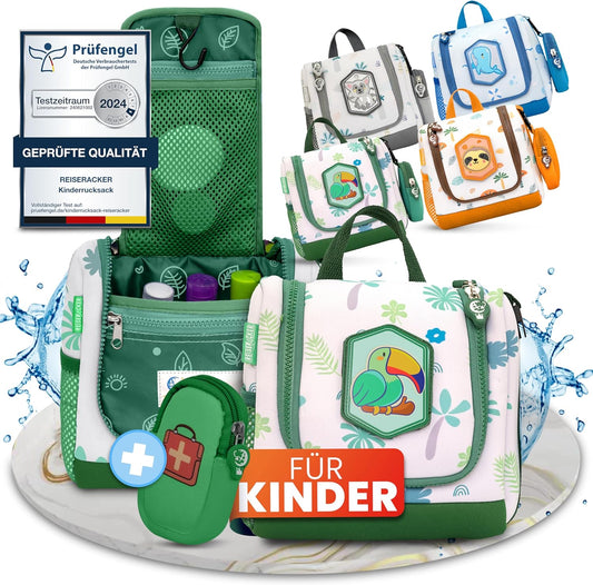 REISERACKER Trousse de toilette pour enfants - 21 x 9 x 18 cm - vert