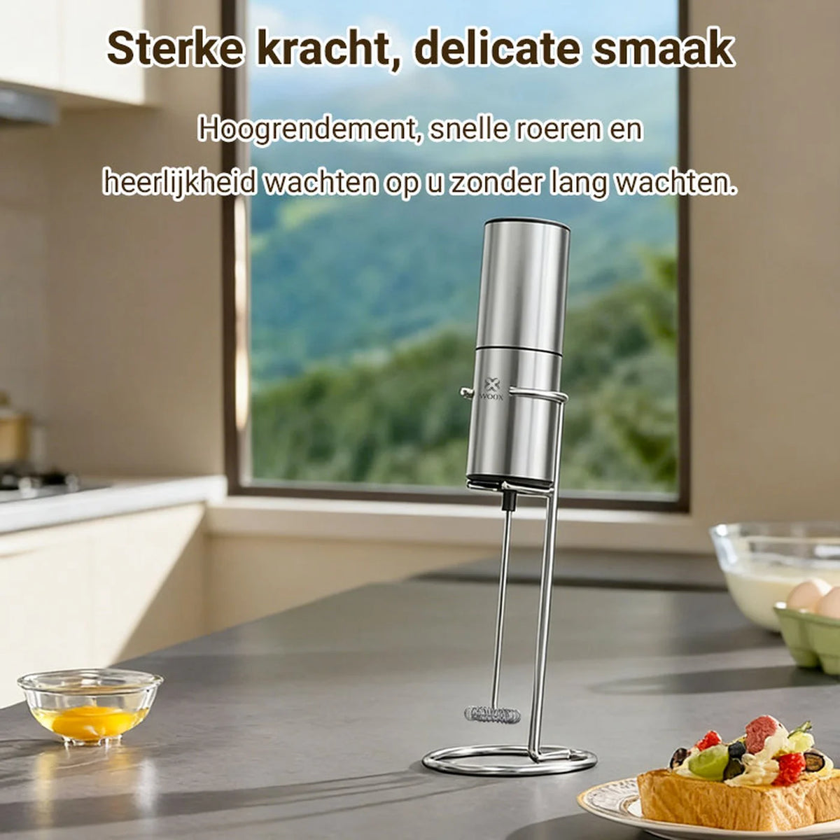Mousseur à lait portable Woox – Alimenté par piles – Format voyage – Noir – Mousseur à café compact