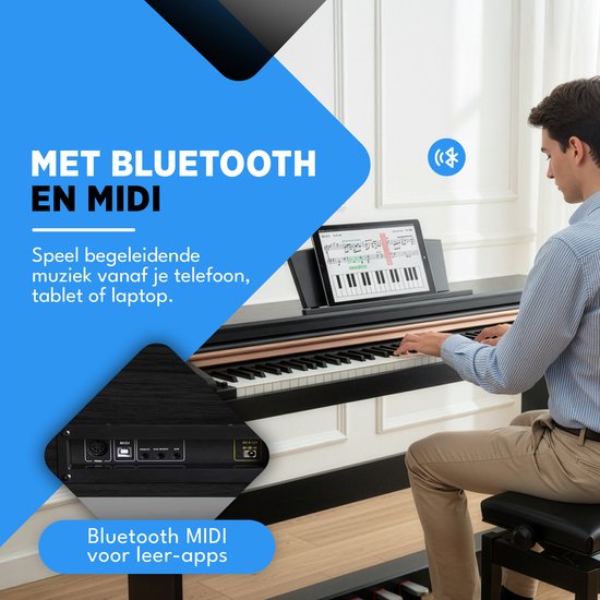 Finesse Digital Piano - 88 touches lestées - avec cadre, pédales et tabouret - Piano à clavier - Piano électrique - adulte et enfant