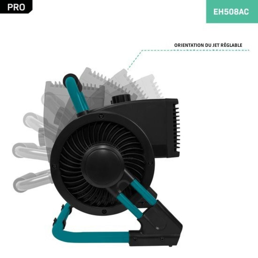 Chauffage électrique VONROC PRO- soufflant - chauffage d'atelier - 1350W/2000W - céramique - 3 réglages - thermostat - 900 inclinable - 20m2 - noir