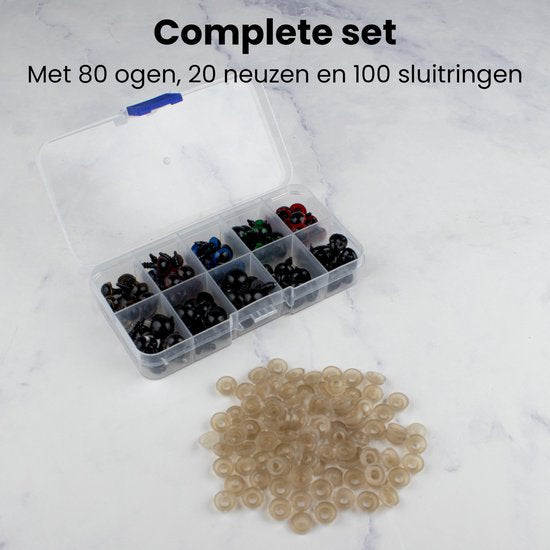 Yeux de sécurité colorés de Faas - 100 pièces - Nez de sécurité et rondelles inclus - Couleurs multiples