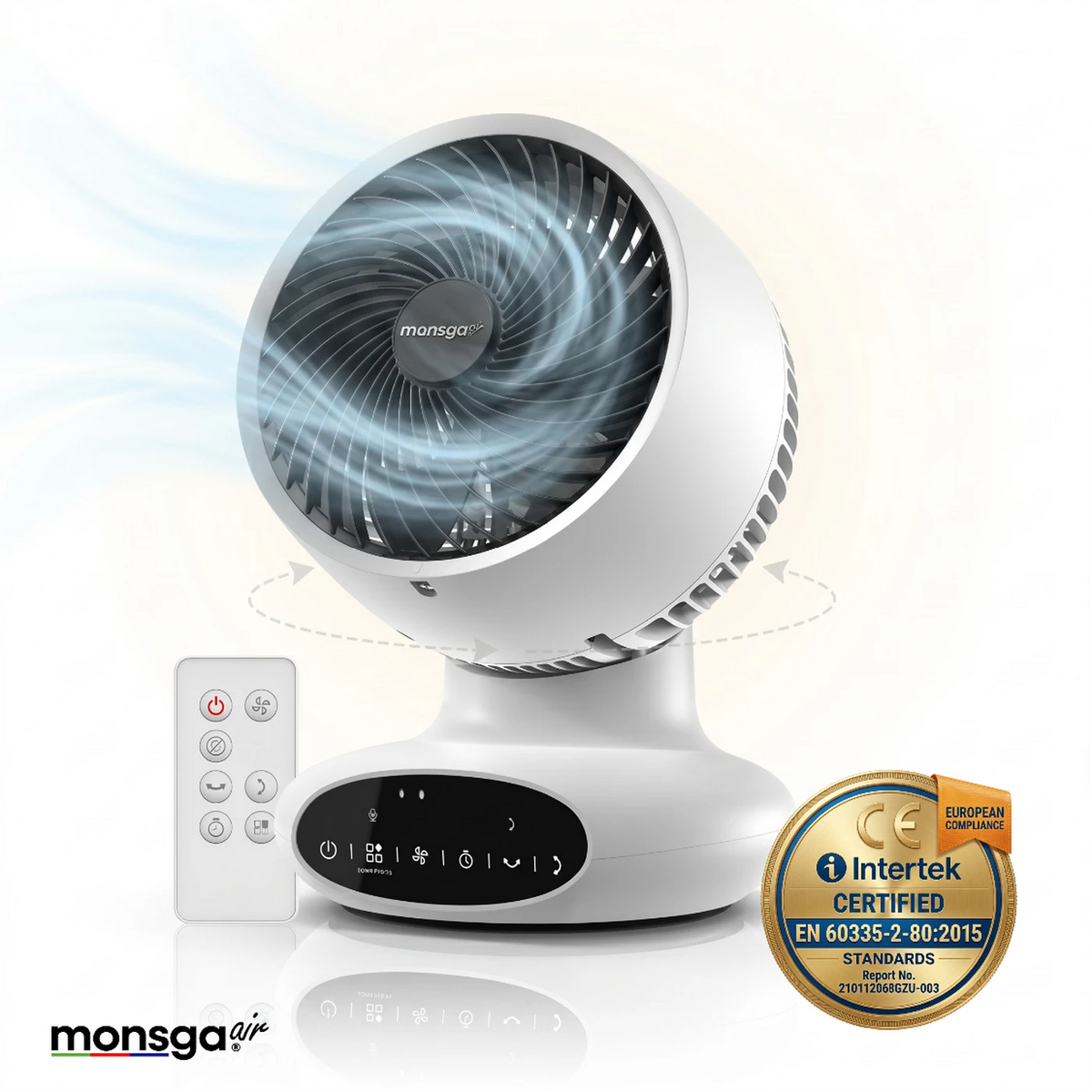 Ventilateur à circulation d'air MONSGA AC100 - Ultra silencieux 25 dB - 5 vitesses - Minuterie et mode veille