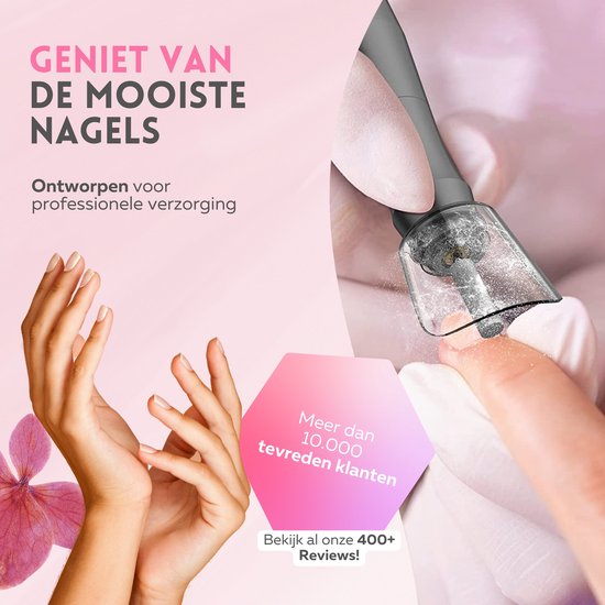 Beeperfect® Lime à ongles électrique sans fil édition Pro - Moulin à ongles - Ensemble manucure et pédicure - Rechargeable - 11 embouts et 60 rouleaux de ponçage - 30,000RPM