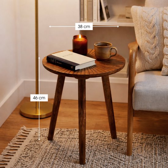 Table d'appoint Mica Decorations Pomante - Petite table - Table basse en bois de manguier - Pratique comme table à plantes ou support pour plantes - Petite table de salon - 46 x 38 cm - Marron foncé