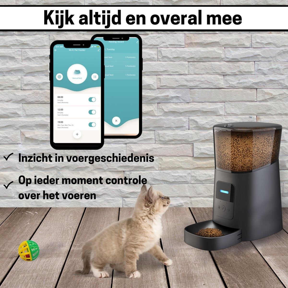 BOME Feeder - App et Audio - Mangeoire automatique pour chat ou chien - Mangeoire pour chat - Noir