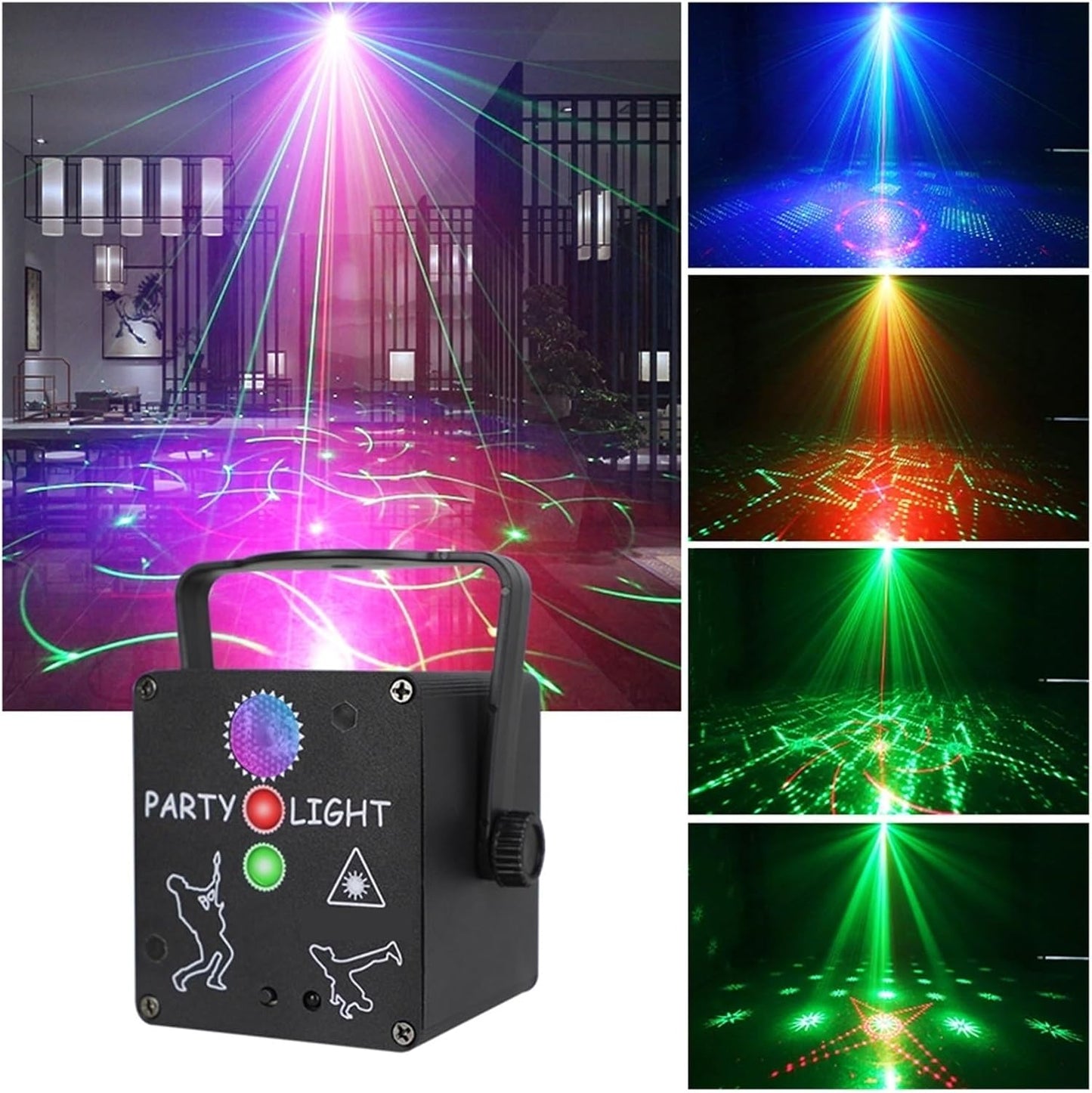 Lampe disco avec laser de fête et télécommande - Stroboscope LED USB - 2 Eyes Laser
