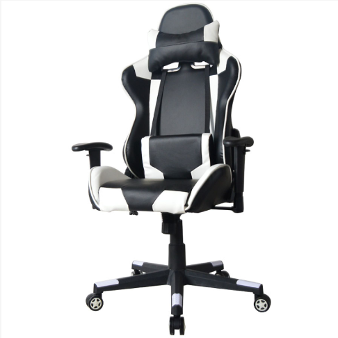 Fauteuil gaming VDD HUKY1010_WITZWART - Dossier réglable à 180° - Rotation à 360° - 120-130 cm - Noir/Blanc