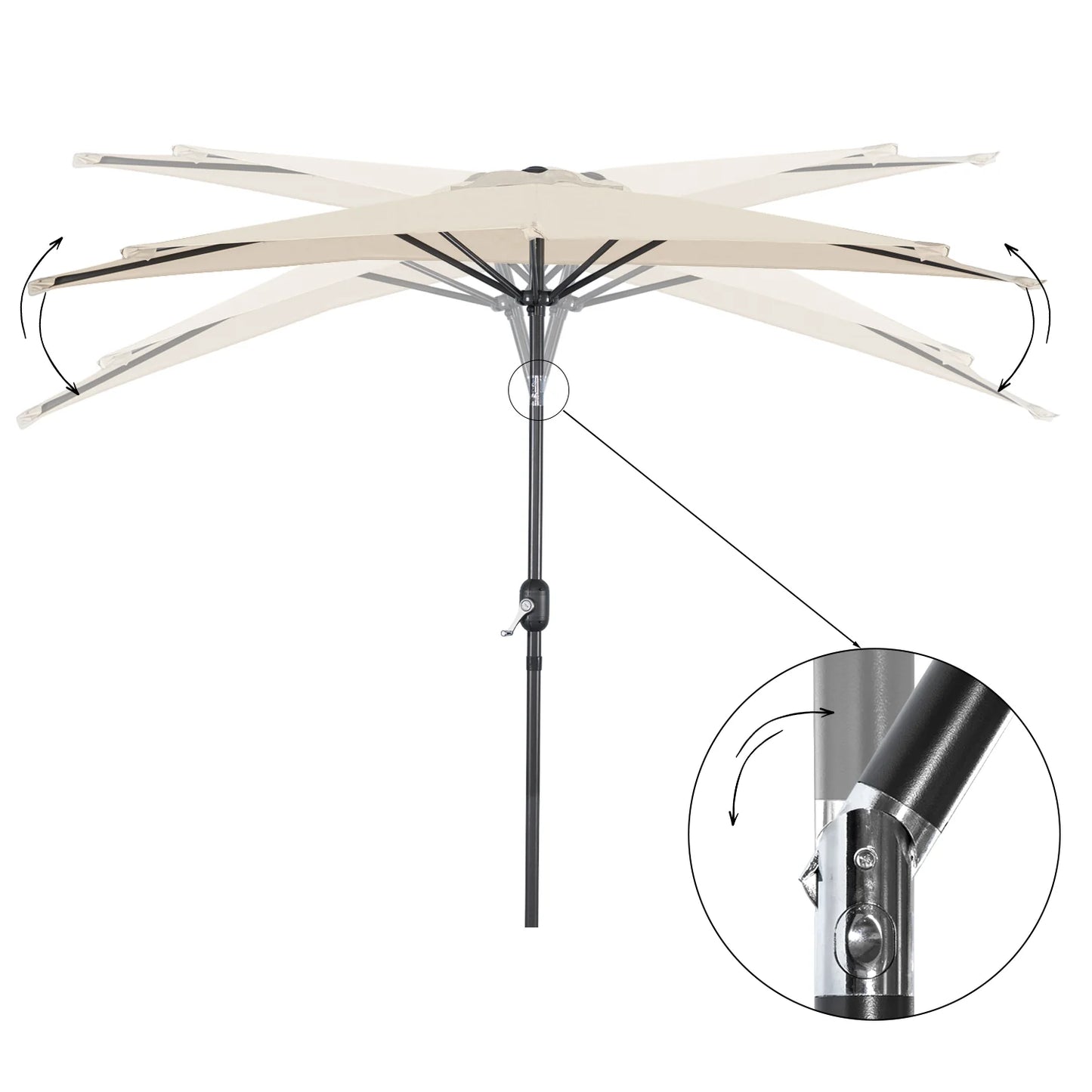 Parasol flottant demi-rond Angel Living 270 cm – Parasol mural demi-rond – Vert pomme