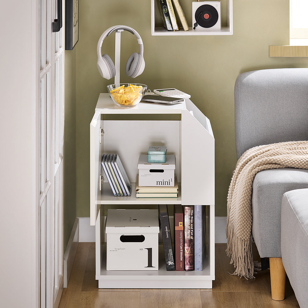 SoBuy Table de nuit - avec rangement et chemin de câbles - 40 x 40 x 60 cm - blanc