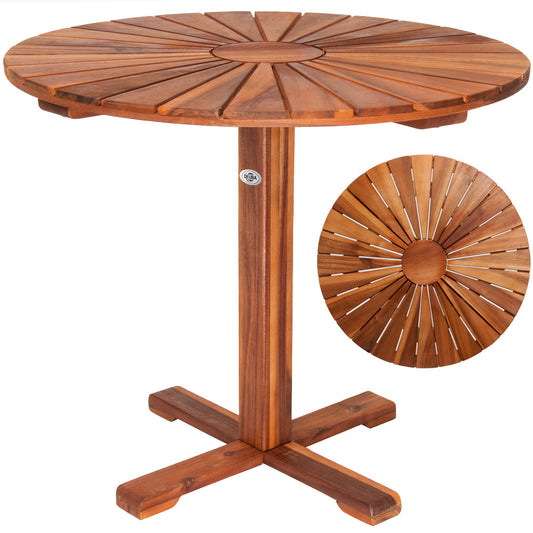 Table d'appoint Casaria Bois d'acacia rond 4 pieds - Marron