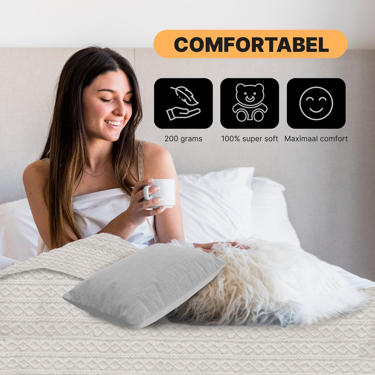 O'DADDY® Plaid beige avec passepoil blanc - plaids super doux - couverture 135x185 cm