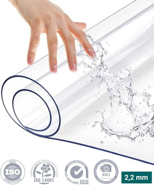 HOMEWELL Protège Table Transparent Verre Clair 90x160cm - Nappe transparente - Nappe - Antidérapante et Résistante à la chaleur - 2.2 mm