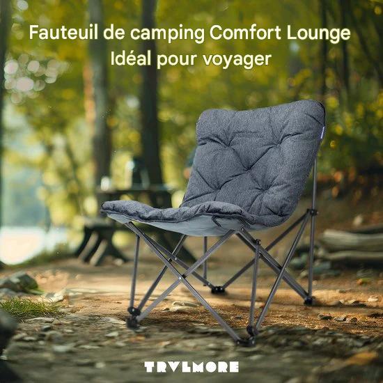 TRVLMORE Chaise de camping - Pliable - Sac de transport inclus - Chaise de camping - Chaise papillon - Capacité de charge 136 kg - Gris
